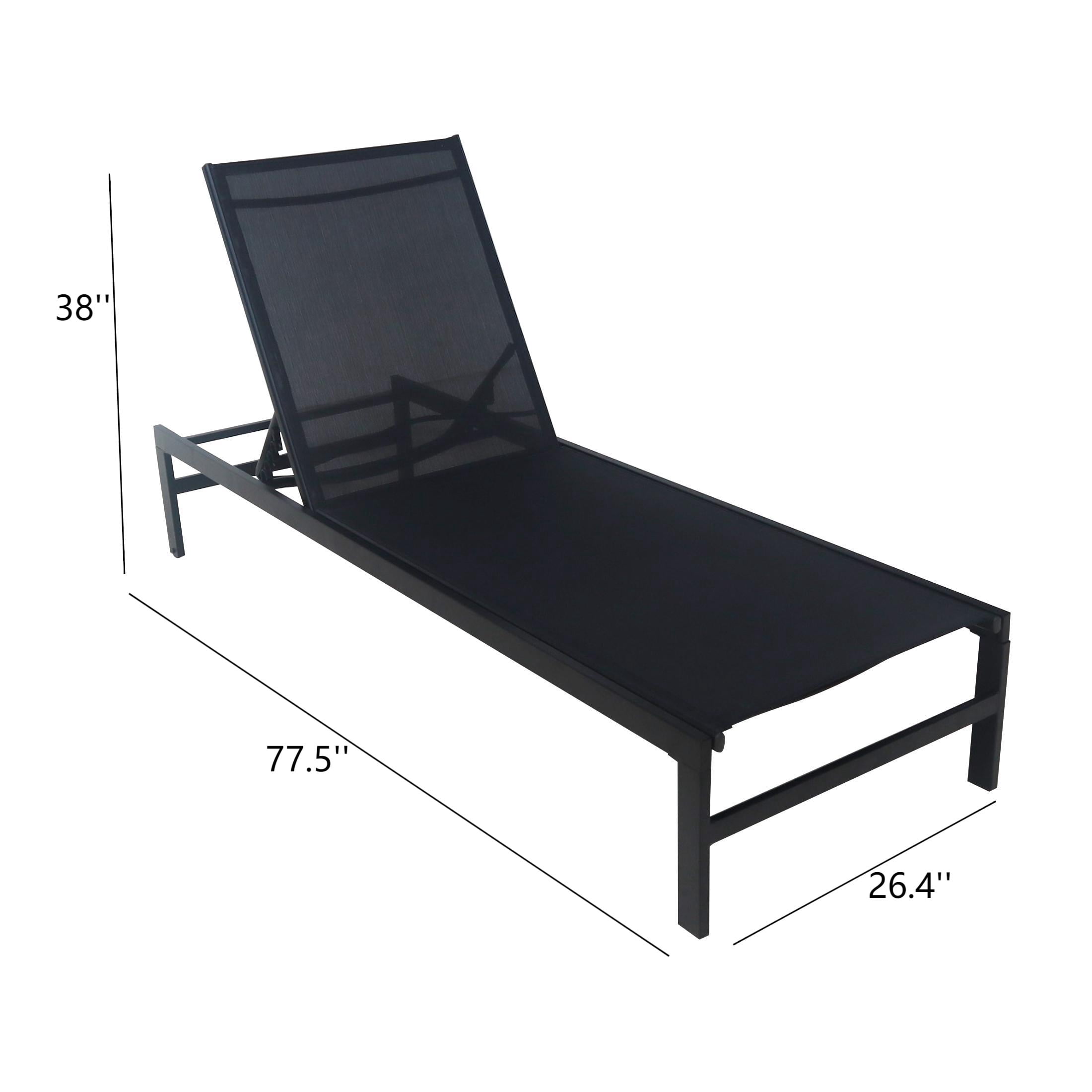 Mainstays Dashwood Sling Chaise Lounger 2pk, Black