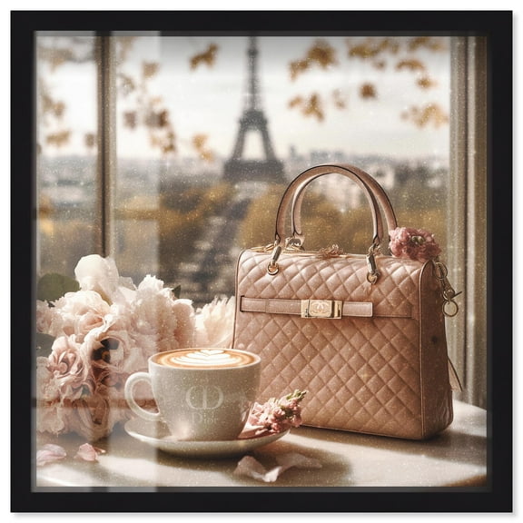 Glam by the Window Paris Shadowbox Print Fashion Art Prints by Art Remedy, Black Frame, 12 x 12