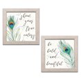 thumbnail image 2 of Gango Home Decor Contemporary Peacock Garden VII & VIII; Two 12x12in Art Prints in Distressed White Frames, 2 of 6