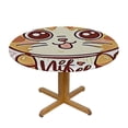 thumbnail image 3 of HAOXIT Fitted Round Tablecloth Cute Cat,Kawaii Kitten Quote I Love You More Than Coffee Table Cover,Elastic Edged Table Cloth Fits Round Tables 46-50, 3 of 8