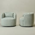 thumbnail image 2 of KINWELL Linen Blend Swivel Barrel Chair Set of 2, No Assembly Upholstered 34" Wide Breathable Textured Weave Fabric Accent Chair for Living Room Office Lounge, Light Teal Multi, 2 of 14