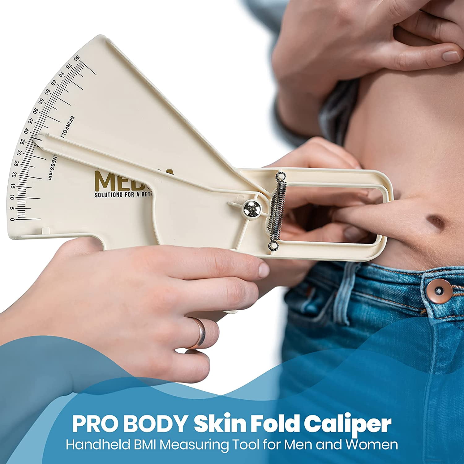 MEDca Pro Body Skin White Caliper Handheld BMI Unisex Measuring Tool Fat