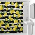 thumbnail image 2 of Yellow Lemon Shower Curtain, Summer Fruit Black White Striped Country Waterproof Shower Curtain Set with 12 Hooks Lightweight Bath Curtains Fabric Bathroom Decor 60x72 Inches, 2 of 9