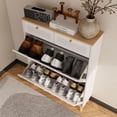 thumbnail image 4 of GOMYHOME Modern Shoe Cabinet with Flip-Up Doors & Drawers, White MDF, Compact Entryway, 4 of 7