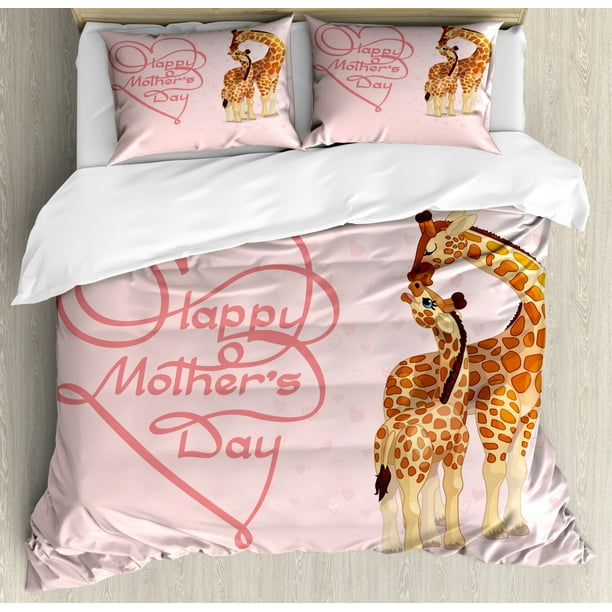 Giraffe Duvet Cover Set King Size, Pink Twin Giraffe Bedding