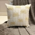 thumbnail image 3 of Euro Sham Pillow Covers, Ivory Euro Size Pillow Shams 26x26 inch (65x65 cm), Silk Euro Pillow Cases, Nature & Floral, Lotus, Meditation, Embroidery, Zen, Contemporary - Lotus Serene, 3 of 10