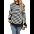 thumbnail image 3 of Sudadera de Mujer de Larga con Cuello Redondo y Rayas para Otoño. y Negro L, 3 of 10