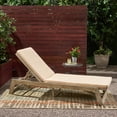 thumbnail image 4 of Tina Outdoor Acacia Wood Chaise Lounge and Cushion Set, Light Gray and Cream, 4 of 12