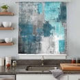 thumbnail image 5 of Teal Grey Sheer Curtains 45 Inches Long, Modern Oil Painted Abstract Art Aesthetics Light Filering Curtains, Breathable Simi Curtain Privacy Drapes for Kitchen Bathroom Small Window Treatment, 5 of 9