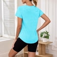 thumbnail image 6 of Moxiu Workout Women Tops Short Sleeve V-Neck Exercise T-Shirt Summer Quick Dry Curvy Hem Yoga Gym Sport Athletic Top Light Blue,XXL, 6 of 8