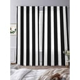 thumbnail image 3 of Black Striped Semi Sheer Window Curtains 108 Inches Long, Modern Farmhouse Black and White Stripes Rod Pocket Voile Silky Chiffon Curtain Light Filtering Drapes for Living Room, 52"x108", 2 Panels, 3 of 9