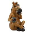 thumbnail image 2 of Caffeine Addict Brown Horse Drinking Coffee Eyeglass Spectacle Holder Statue, 2 of 9