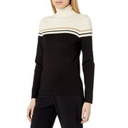 Anne Klein Women's Elbow Patch Turtleneck Sweater Black Size Medium