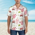 thumbnail image 2 of Rateoe a cow and a pig Pattern Men’s Hawaiian Shirt – Short Sleeve Button-Down Tropical Beach Shirt, Lightweight & Breathable Casual Aloha Shirt with Pocket,Large, 2 of 7