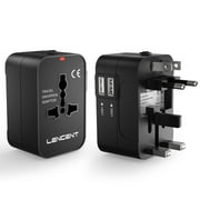 Universal Travel Adapter, LENCENT All in One International Power Adapter Charger with Dual USB Charger Ports for UK Europe Australia China over 200+ Countries in the World