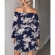 thumbnail image 4 of Vestido de moda para mujer, vestido con hombros descubiertos, vestido floral de cintura alta, vestido de manga larga, calidad inigualable, 4 of 6