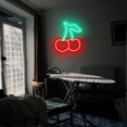 thumbnail image 1 of Letrero de neón de cereza, luces de neón de cerezas rojas y verdes, letreros de neón de cereza para decoración de pared, hogar verde y rojo, 1 of 4
