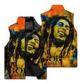thumbnail image 2 of Chaqueta sin mangas con estampado 3D de Bob Marley Singer para hombre, para deportes al aire libre, estilo hip hop callejero, clásica, con cuello alto y cremallera, 2 of 5