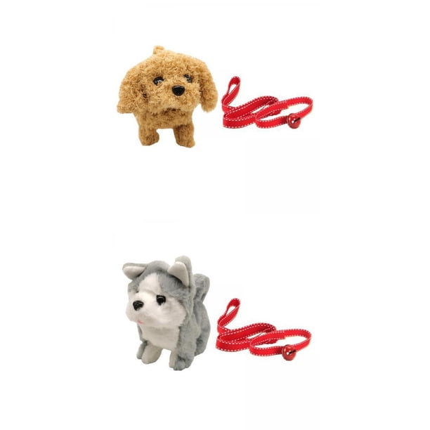 2 piezas de perro de peluche electrónico realista, lindo y divertido juguete para niños pequeños peluche y husky