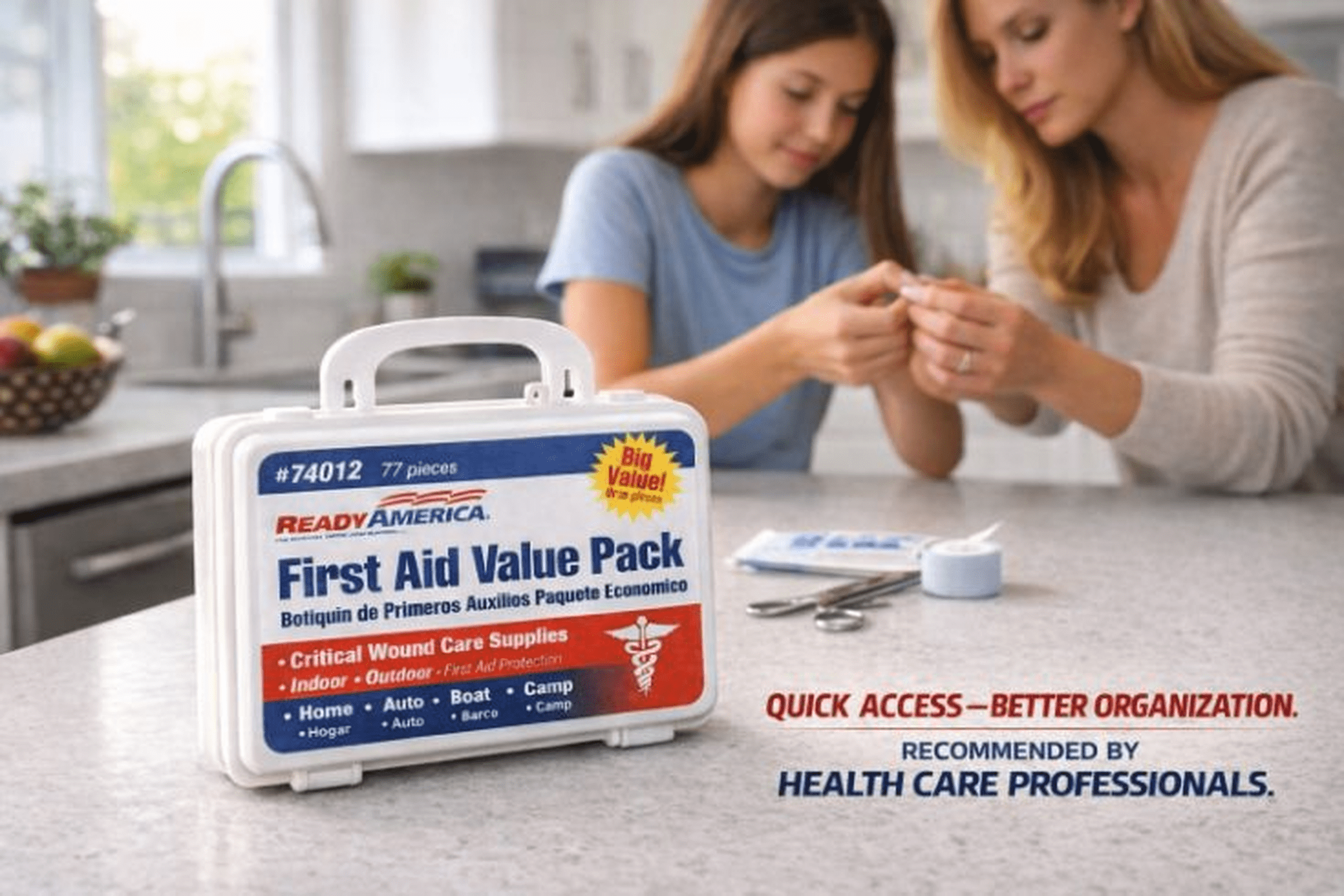 (2 pack) Ready America 77 Piece First Aid Kit Value Pack for Emergencies