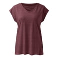 thumbnail image 3 of CAIVO Women's Shirts Solid Color Short Sleeve Oversized Casual V-Neck Fashion Tops Summer Blouse Boho Back To School Dailywear, 3 of 3