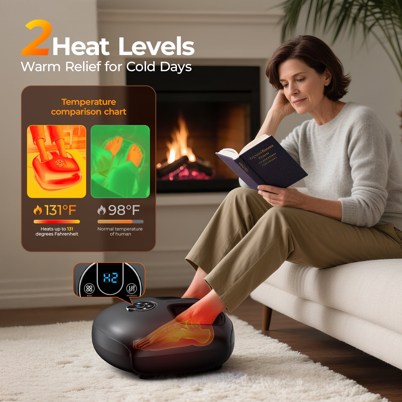 Anqdy Foot Massager with Heat for Neuropathy Tired Foot Blood Circulation, FSA HSA Eligible,Black, Birthday Gifts for Mom Dad Men