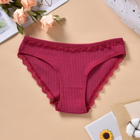 YWDJ Womens Cheeky Panties No Show Breathable Lace Lightweight No Show Sexy Seamless Underwear Breathable Lace Underwear Red L