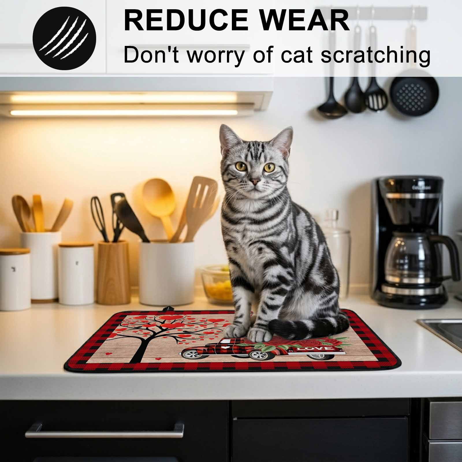 Roses Valentine's Day Stove Top Cover for Electric Stove, Heat-proof & Non Slip Glass Top Stove Cover Protector, Love Heart Truck Wooden Vintage Kitchen Flat Cooktop Rubber Mat 24x21 Inches