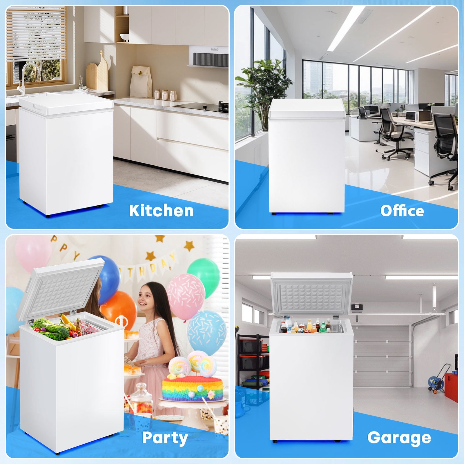 DIMEDEAL 2.8 Cu.Ft Chest Freezer, Compact Mini Deep Freezer with 7 Temp Settings & Removable Basket, Top Door Free-Standing Freezer for Home, Dorm, Garage, Office, Apartment & Basement