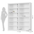 thumbnail image 6 of Hiphuta 63"W Extra Large and Sturdy Bookcase, Double Wide 6-Tier Bookshelf, Tall Bookcase for Home Office and Living Room, Wooden Freestanding Display Shelf, White, 6 of 7