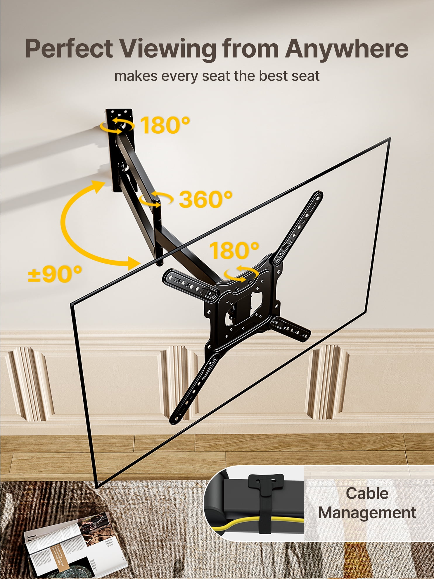 monTEK Extra Long Extension TV Wall Mount Bracket, 29" Long Arm for 23–65" TVs, VESA 400x400mm, 77 lbs Capacity