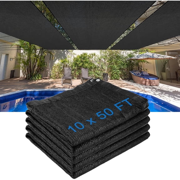 80% Shade Cloth - 10 x 50 ft Black Garden Sunblock Shade Net with Reinforced Grommets for Plant Cover,Greenhouse,Patio,Canopy,Chicken Coop,Canopy