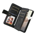 thumbnail image 4 of Zipper Wallet Case for Google Pixel 6 Pro Large Capacity Card Slots Holder Magnetic Clasp Cover, Luxury PU Leather Anti-Shock Flip Folio Case with Kickstand Wrist Strap Handbag Protective Case,Black, 4 of 7
