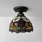 Enjoy Decor Lamps 8-Inch Tiffany Ceiling Light with Stained Glass Bowl