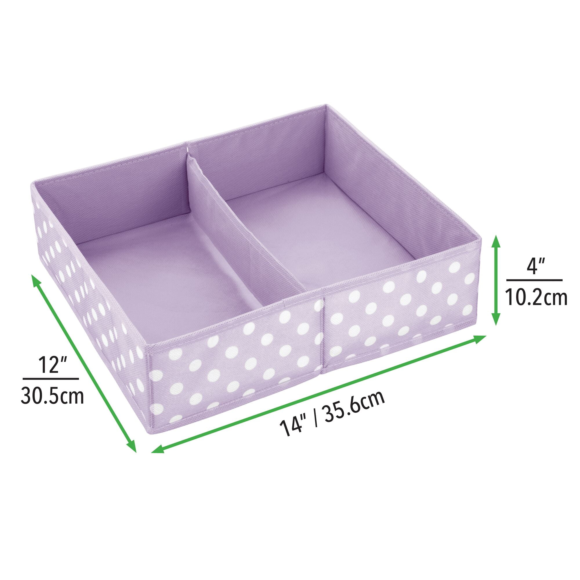 Divided 2 Section Tray Playroom Cream/White mDesign Soft Fabric Dresser Drawer and Closet Storage Organizer Bin for Child/Kids Room Nursery 3 Pack 