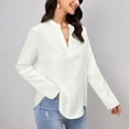 thumbnail image 4 of hotojiny Women Work Shirt Dressy Long Sleeve V Neck Lapel Business Tops Casual Loose Office Blouse Spring Fashion Outfits, 4 of 7