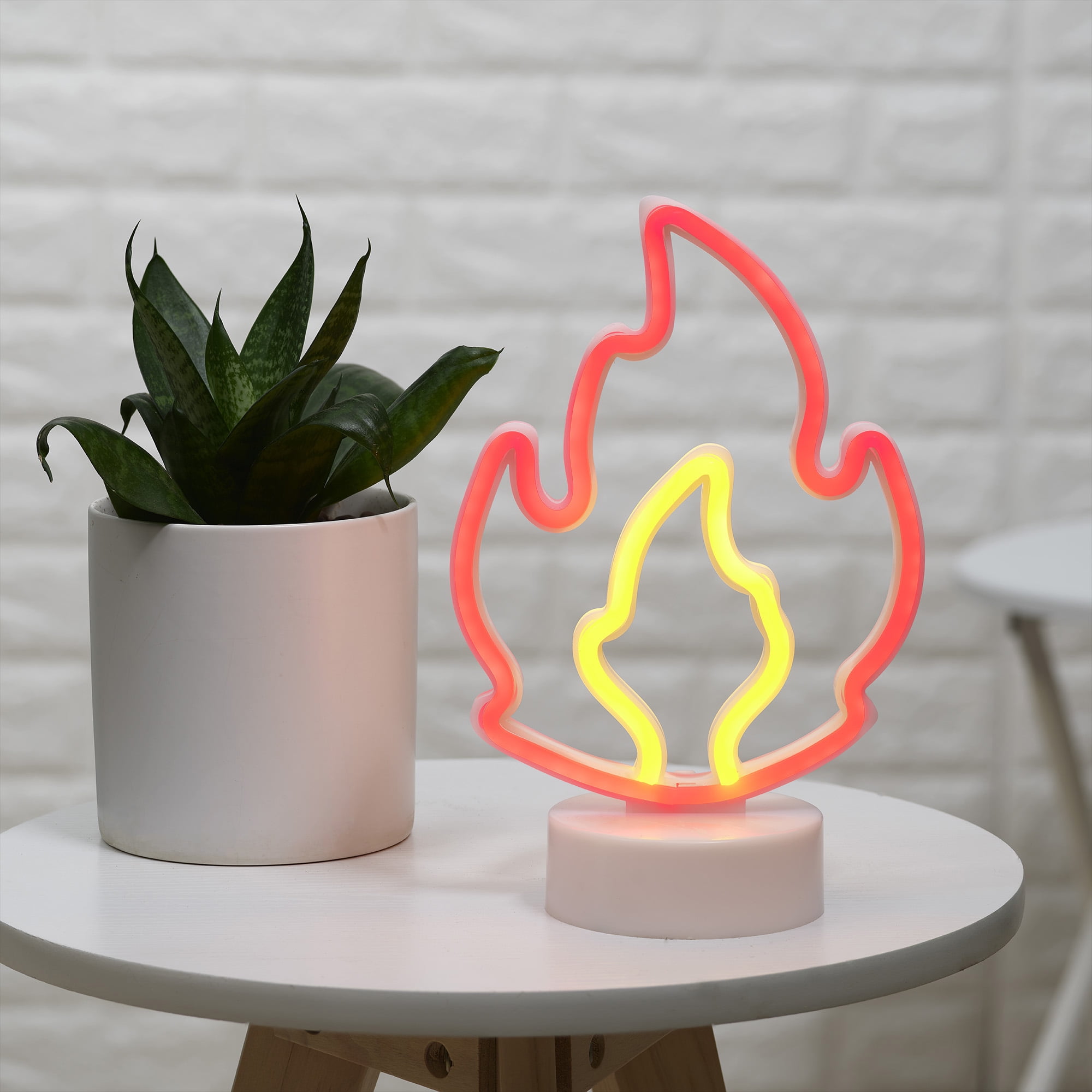 EZ-Illuminations Battery Operated Red LED Neon-Style Flame Light, with Built-in Timer