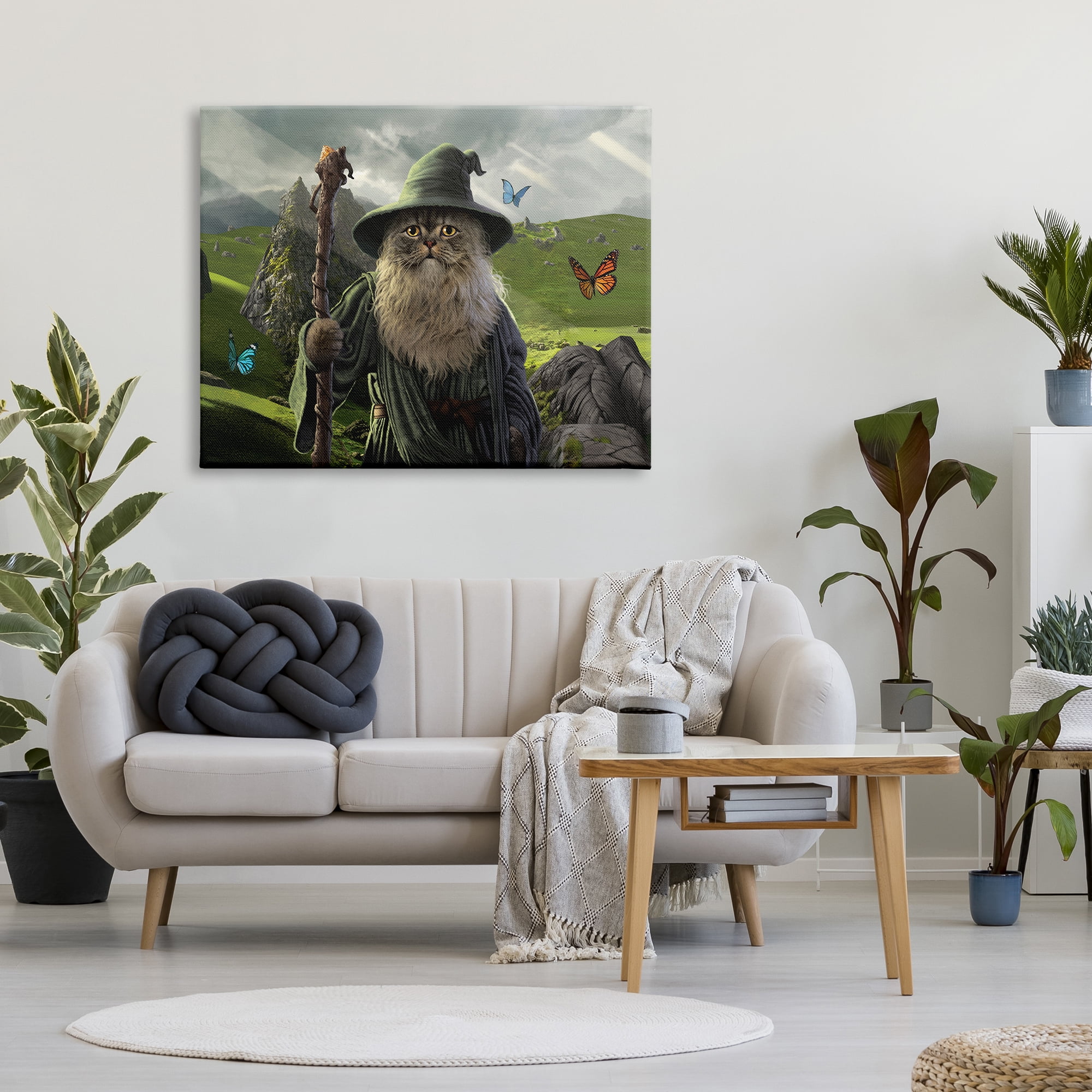Stupell Industries Fantasy Wizard Scene Animals & Insects Painting Gallery Wrapped Canvas Art Print Wall Art, 48 x 36