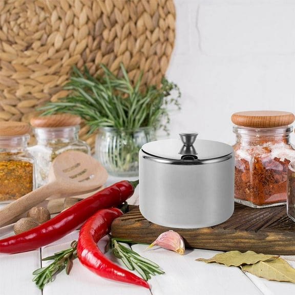 TABLZONE Silver Stainless Steel Sugar and Salt Container Set for Kitchen Durable Elegant