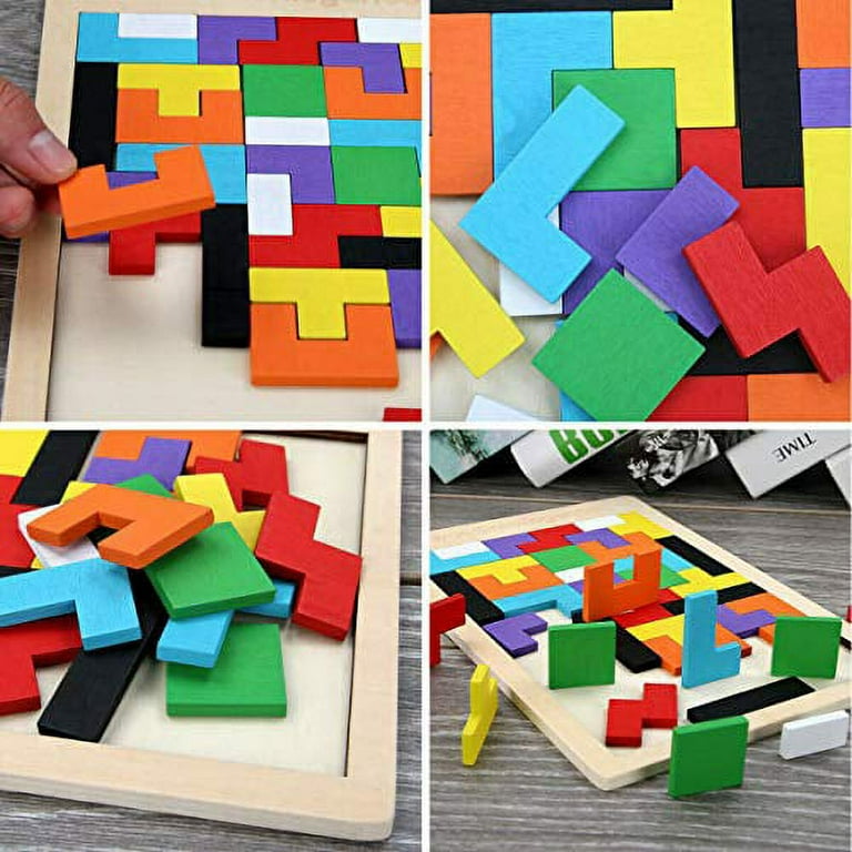 40 Piece Wooden Brain Teaser Puzzle, Solve by Fitting All Pieces