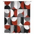 thumbnail image 2 of Red Grey, Sheer Curtains 45 Inches Long, Abstract Retro Middle Century Geometric Art Light Filering Curtains, Breathable Simi Curtain Privacy Drapes for Kitchen Bathroom Small Window Treatment, 2 of 9