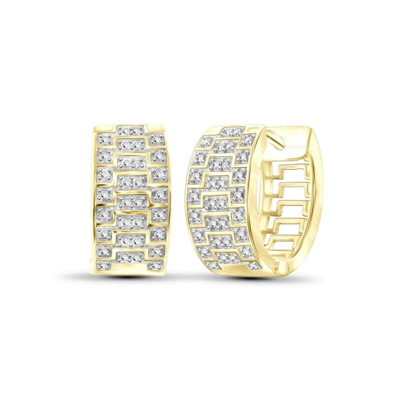 White Diamond Accent 14kt Gold-Plated Hoop Earrings