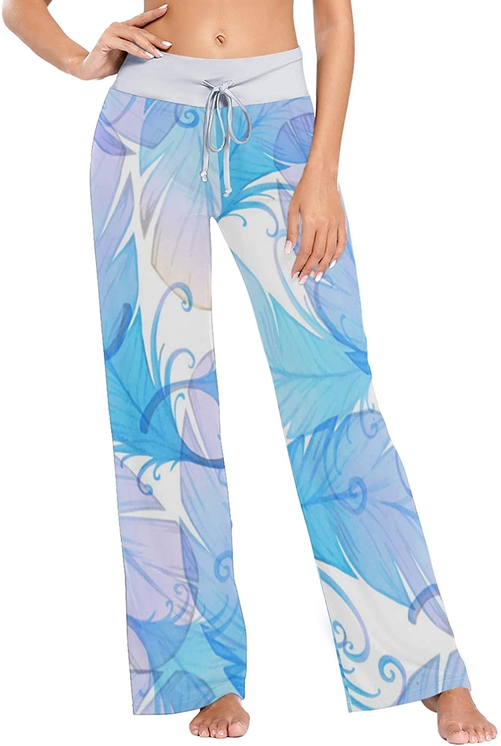 Women Feathers Blue Sleepwear Pants 