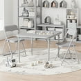 thumbnail image 2 of Rugerasy 3PC Folding Upholstered Table and Chair, Square Card Table and Chair Set with Pu Soft Cushion, Metal Frame Activity Table and Chairs Set for Daycare and Classroom,Grey, 2 of 13