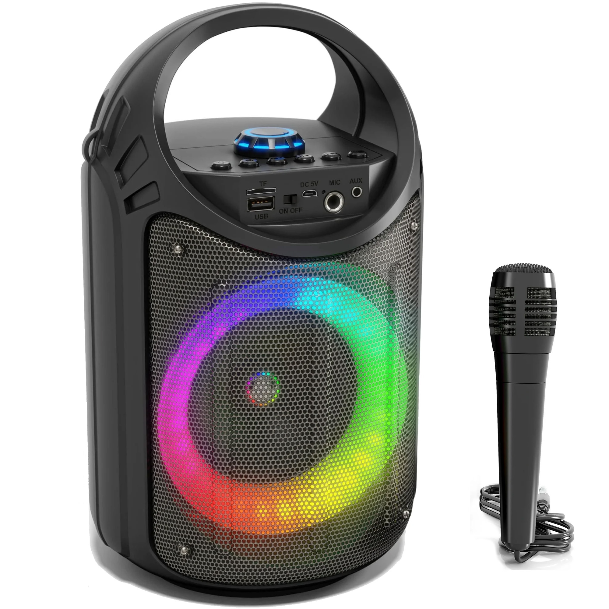 Kivdit Karaoke Machine for Kids and Adults,Portable Home Karaoke System with 2 Wireless Microphones,Bluetooth Speaker Singing Machine with RGB Lights for Party