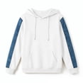 thumbnail image 5 of Qiggri Women's Oversized Embroidered Hoodies 2026 Sweatshirts Long Sleeve Pullover with Kangaroo Pocket Stripe Side Patchwork Tops Casual Fall Winter Outfits S, 5 of 8
