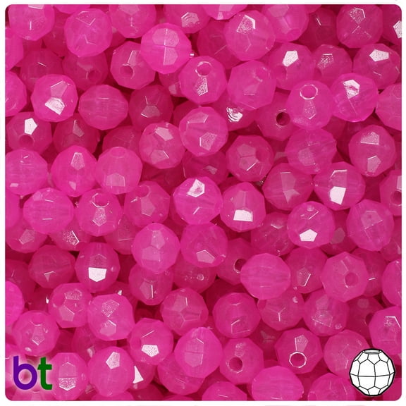 BeadTin Pink Glow 8mm Faceted Round Plastic Beads (450pcs)