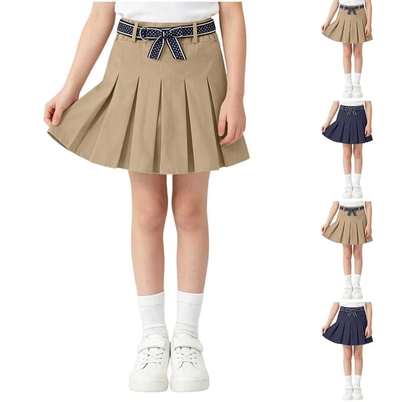 FRSASU Uniform Skirt for Girls High Waist Mini Preppy Pleated Skirts with Shorts Graduation Back to School Skort Navy