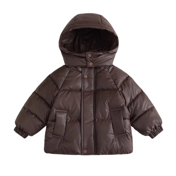 Fesfesfes Kids Unisex Short Puffer Jacket with Concealed Zip High Stand Collar Lightweight Winter Coat for Toddler Boys Girls Ages 1-10 Years
