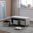 thumbnail image 4 of ORE International 17.5" Appleby Slate Gray Tufted Bench w/ Storage Basket Drawers, 4 of 4